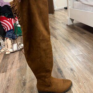 Brown over the knee boots